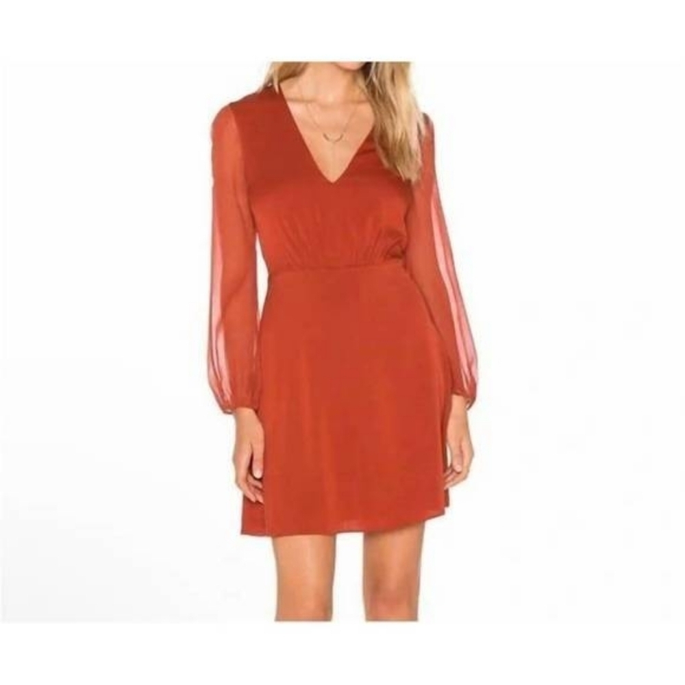 NEW ALICE + OLIVIA cary silk mini dress in copper